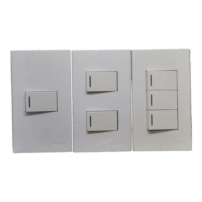 Royu 3 Gang 1 Way Switch with Plate Cover Wide Series 10A 250V RWP3/3XRWS1-A Electx Electrical Supply