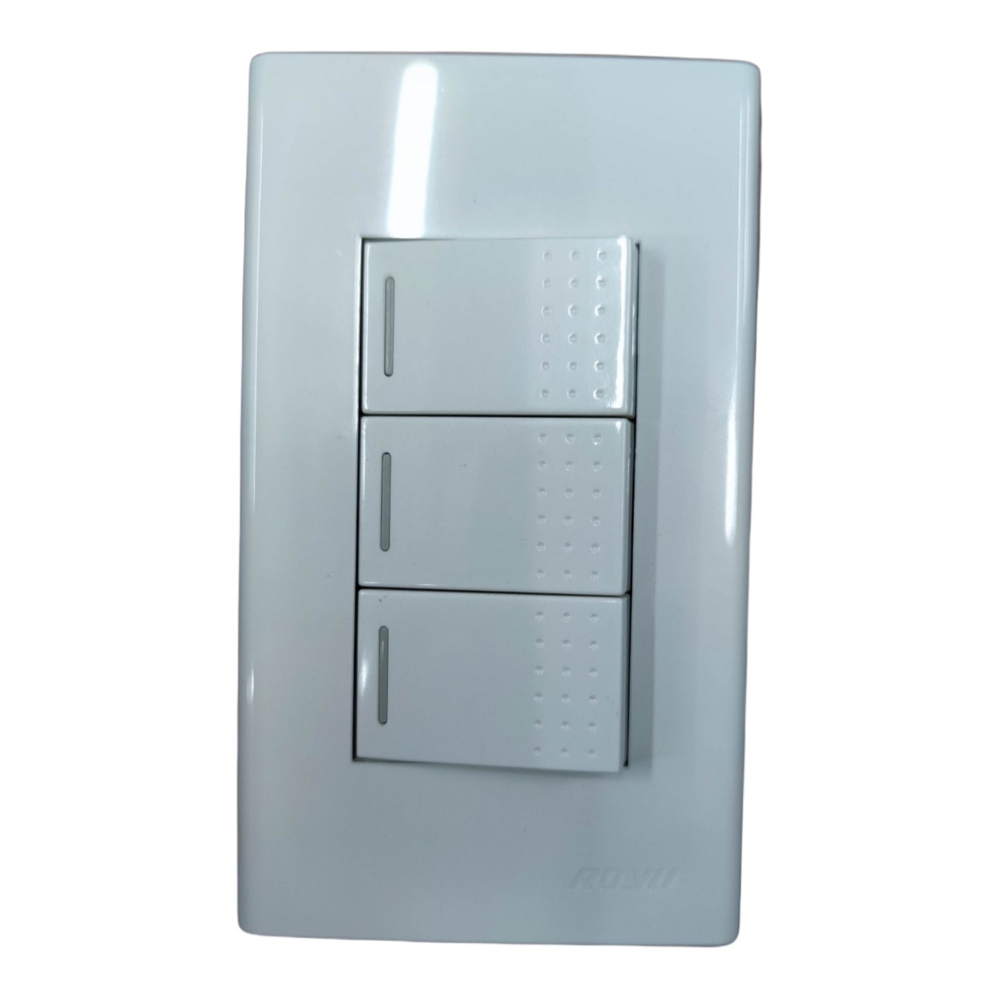 Royu 3 Gang 3 Way Switch Device with Plate Cover Wide Series 10A 250V RWP3/ 3XRWS3 Electx Electrical Supply