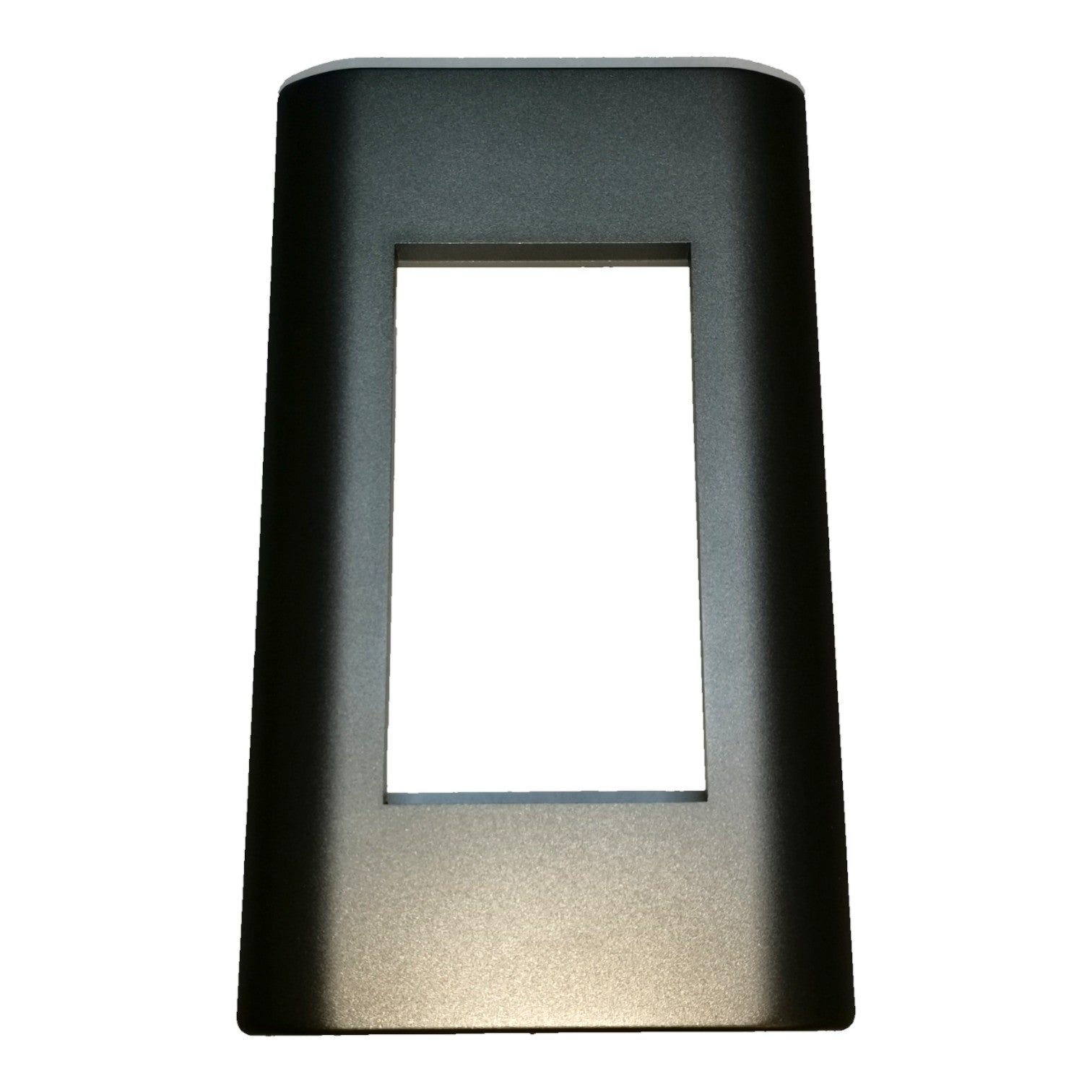 A matte black rectangular light switch plate cover with a central cutout, shown against a plain white background.