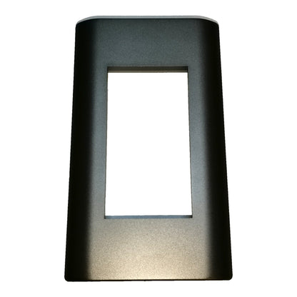 A matte black rectangular light switch plate cover with a central cutout, shown against a plain white background.