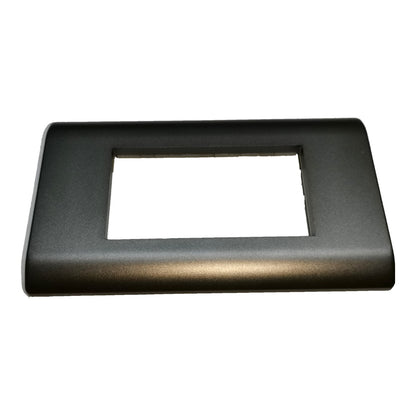 A black rectangular plastic or metal frame with a rectangular cutout in the center, shown on a plain white background.