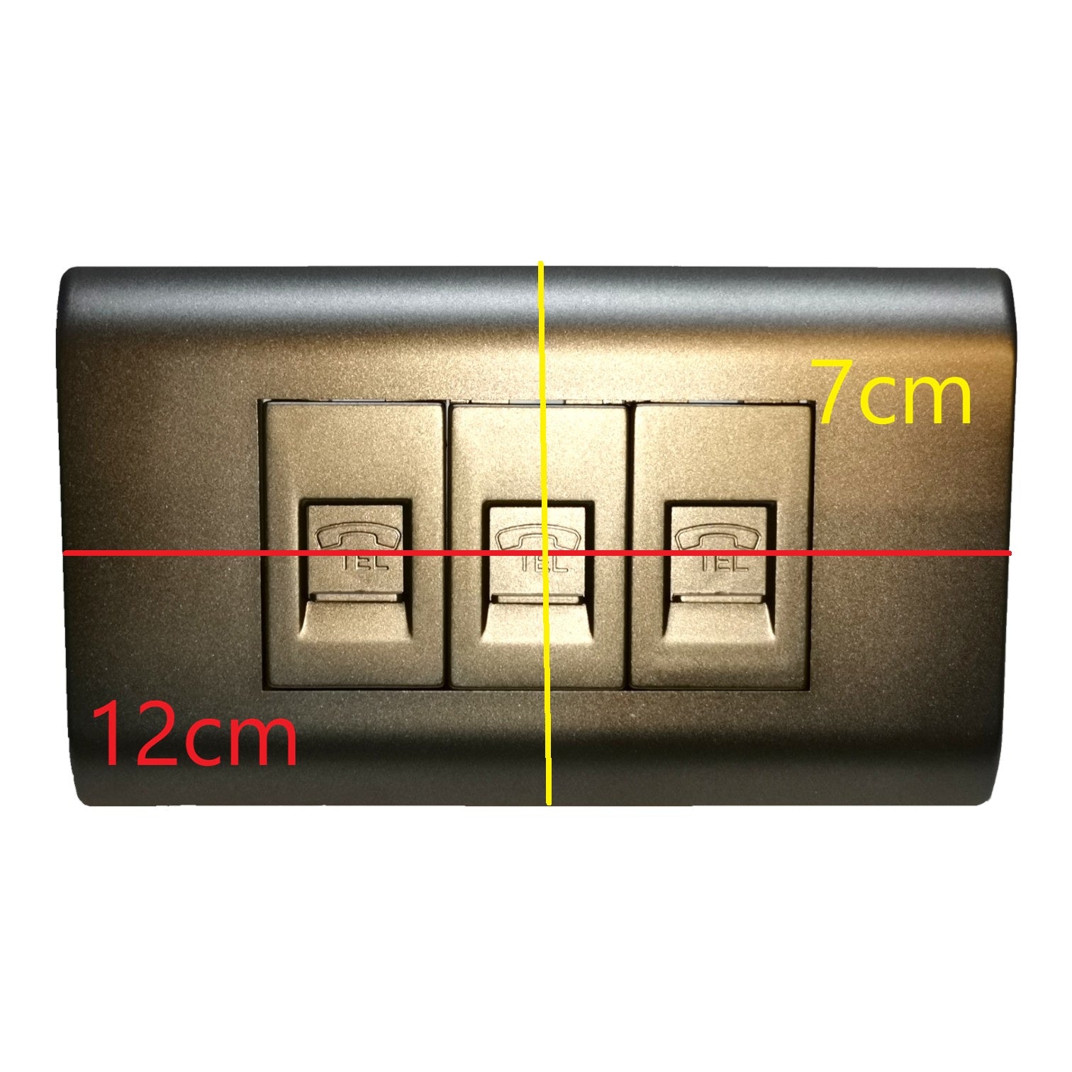 Royu 3 Gang Telephone Voice Outlet with Plate Cover Dark Gray PLANO Series (RMP3/DG)/(RMX1/DG-3PCS)