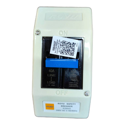 Royu 40A 2 Pole 10KAIC 220V Circuit Breaker with PVC Enclosure Nema 1 RSB40A Electx Electrica Supply
