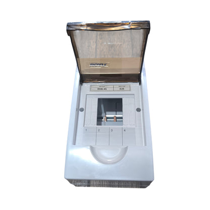 White coffee grinder with brown top on a white background