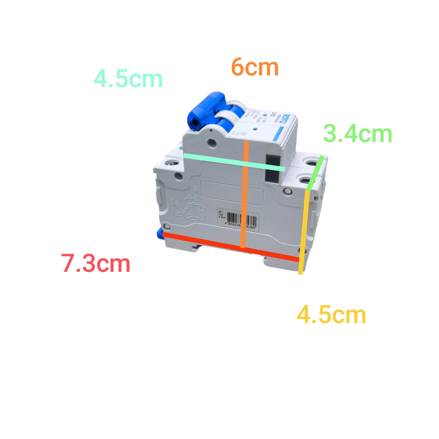 Royu 63A 2 Pole Miniature Circuit Breaker 4.5KAIC 220V RMB2P63C4 Electx Electrical Supply