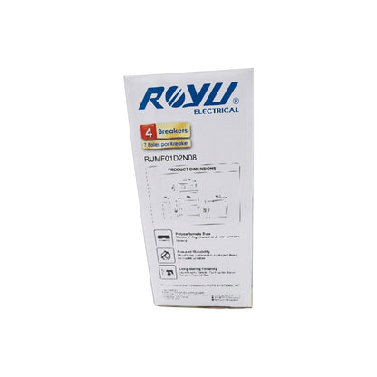 Royu 8 Ways Flush Type Metal Base Distribution Box with Busbar for 8 Breakers 1 Pole RUMF01D1N08