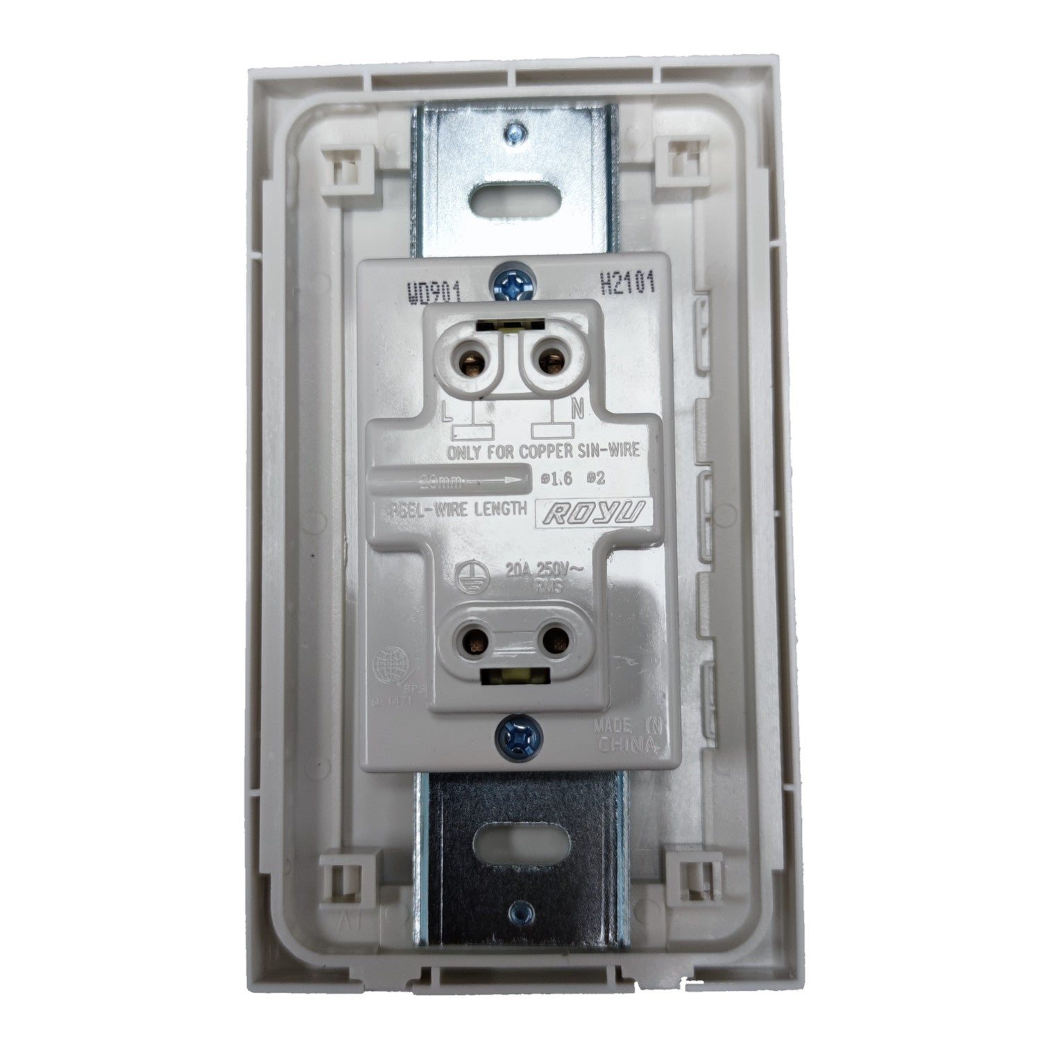 Royu Aircon Outlet with Plate Cover Wide Series 20A 250V WD901 Electx Electrical Supply