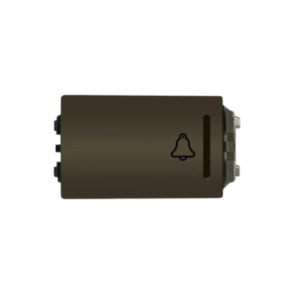 A dark brown rectangular electronic module with a black bell icon printed on the front, shown against a plain white background.