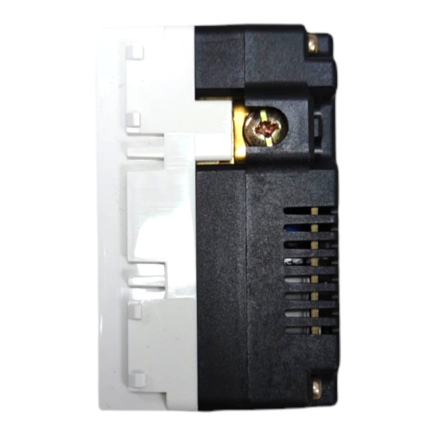 A black and white electronic module or adapter with a gold screw terminal, shown against a plain white background.