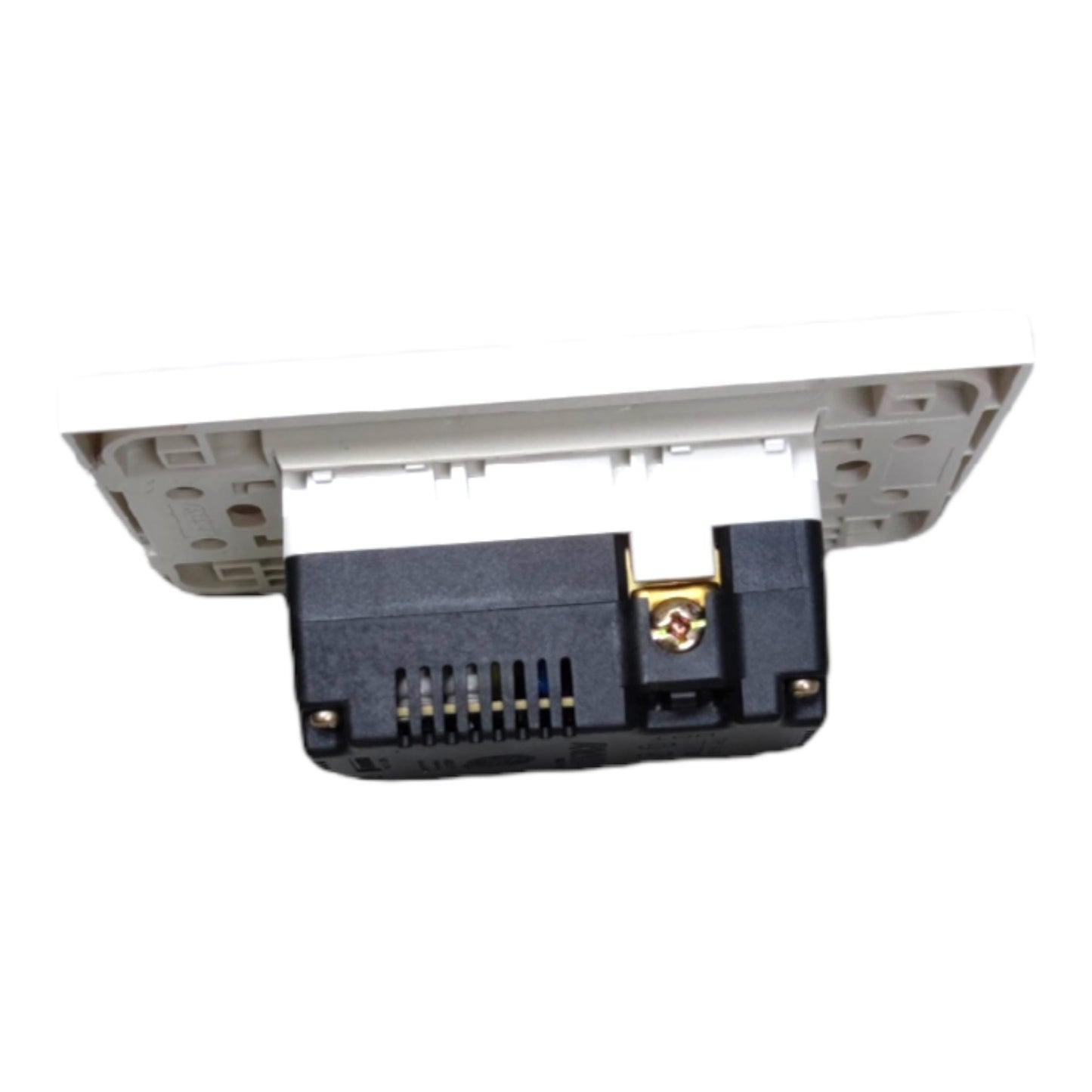 A replacement electronic component or connector module featuring a black plastic housing with a gold screw terminal and a white plastic bracket assembly, shown against a plain white background.