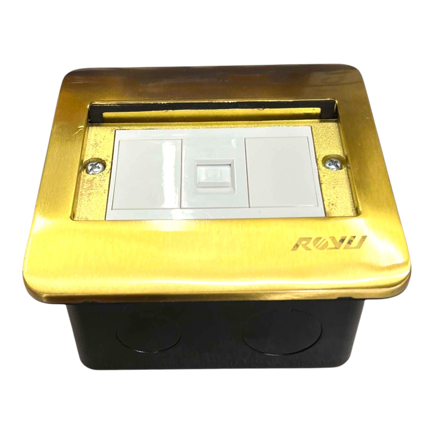 Royu Floor Cover with 1 Gang LAN Data Ethernet Outlet Available in Gold or SIlver RWF/RWX3