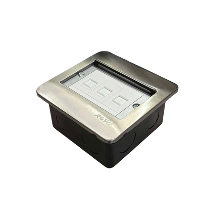 Royu Floor Outlet 3 Gang LAN Outlet with stainless steel frame for in-floor network connections