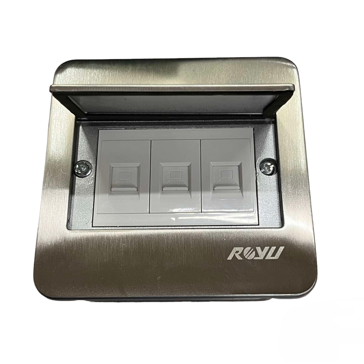Royu Floor Outlet 3 Gang LAN Outlet with stainless steel cover and three LAN ports