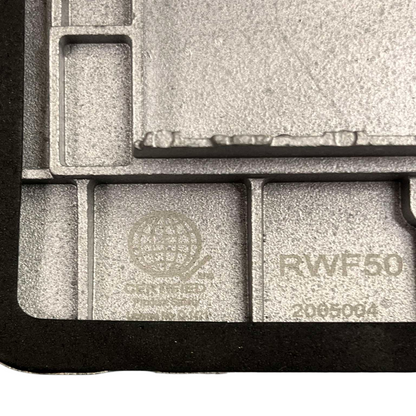 Close-up view of Royu Floor Outlet 3 Gang LAN Outlet metal casing with model details