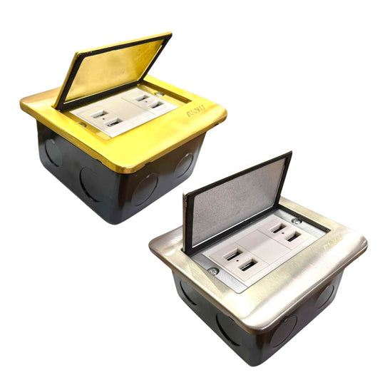 Royu Floor Outlet 4 Port USB Outlet 5V DC 2100mAh Available in Gold or Silver RWF/RWO9X2 Electx Electrical Supply