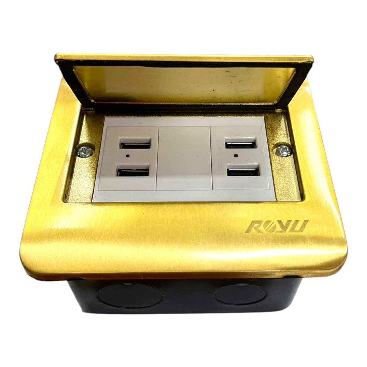 Royu Floor Outlet 4 Port USB Outlet 5V DC 2100mAh Available in Gold or Silver RWF/RWO9X2 Electx Electrical Supply