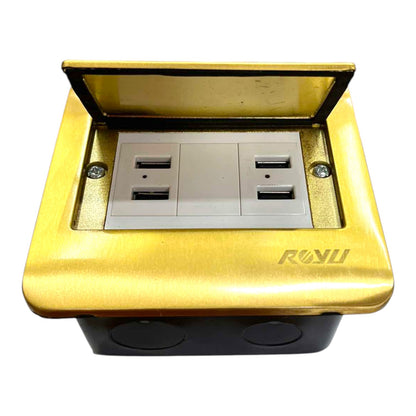 Royu Floor Outlet 4 Port USB Outlet 5V DC 2100mAh Available in Gold or Silver RWF/RWO9X2 Electx Electrical Supply