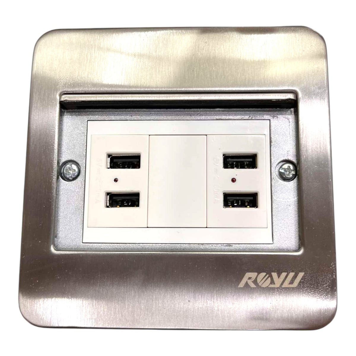Royu Floor Outlet 4 Port USB Outlet 5V DC 2100mAh Available in Gold or Silver RWF/RWO9X2 Electx Electrical Supply