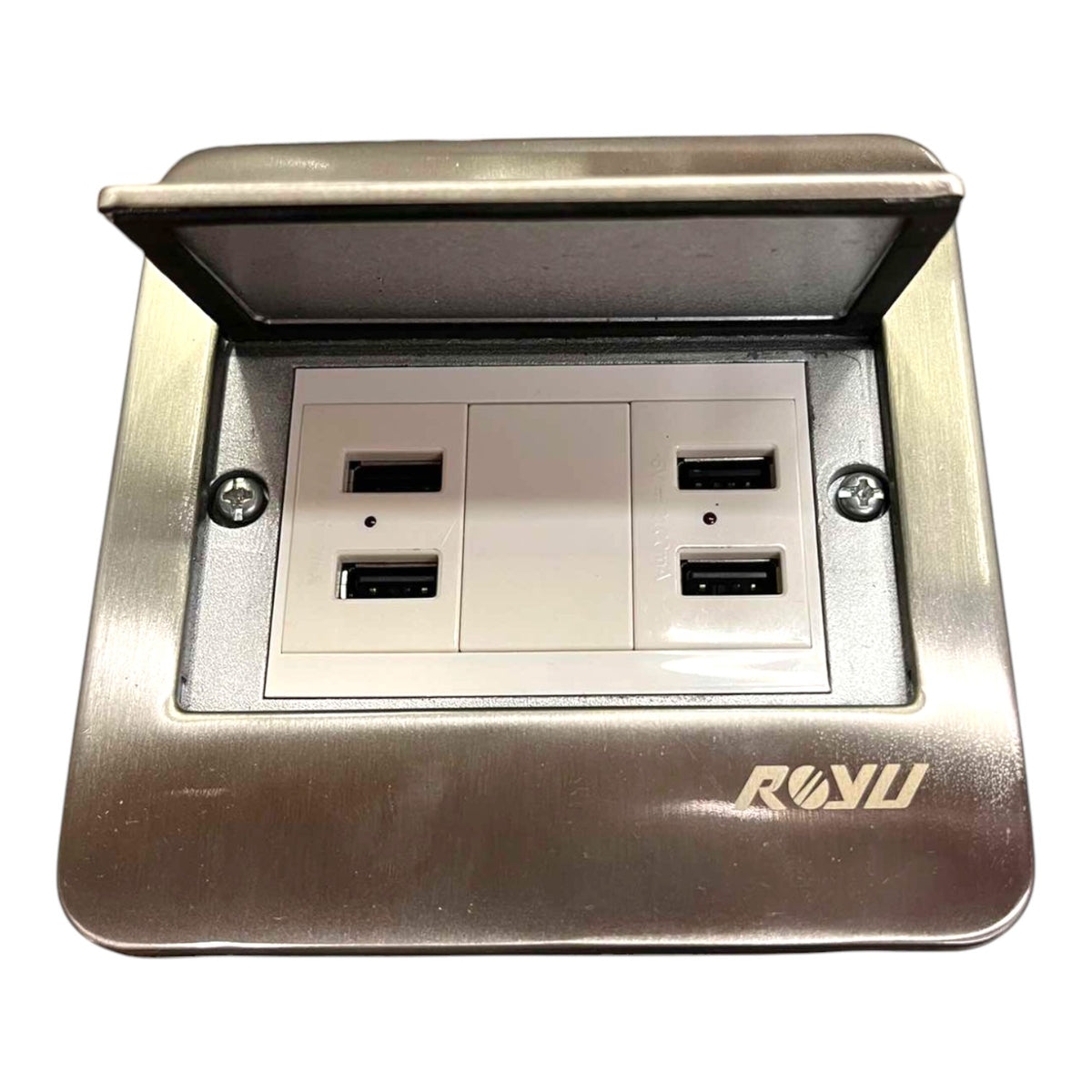 Royu Floor Outlet 4 Port USB Outlet 5V DC 2100mAh Available in Gold or Silver RWF/RWO9X2 Electx Electrical Supply