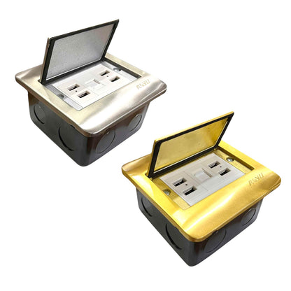 Royu Floor Outlet 4 Port USB Outlet 5V DC  2100mAh and LAN Outlet Available in Gold or Silver RWF/(RWO9)X2/RWX3 Electx Electrical Supply