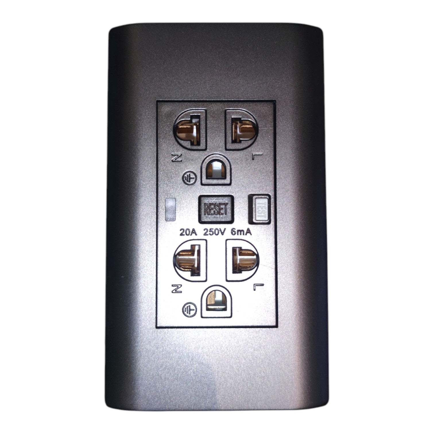 Royu GFCI Duplex Universal Outlet 6mA 20A 220V Wide Series Dark Gray Device RMO10/DG Electx Electrical Supply