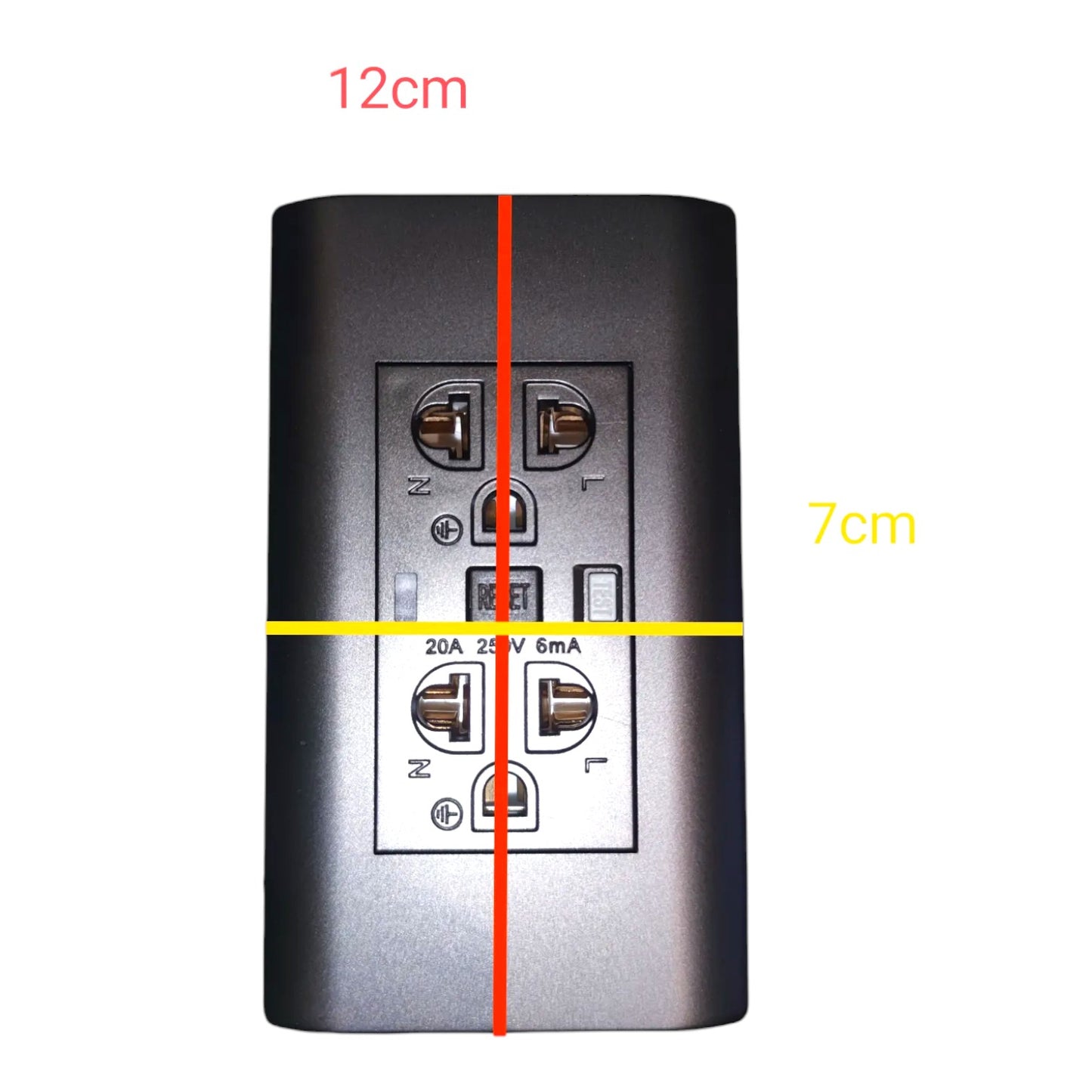 Royu GFCI Duplex Universal Outlet 6mA 20A 220V Wide Series Dark Gray Device RMO10/DG Electx Electrical Supply