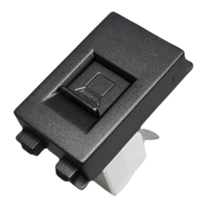 A black plastic fingerprint sensor card reader module with a white mounting tab, shown on a plain white background.