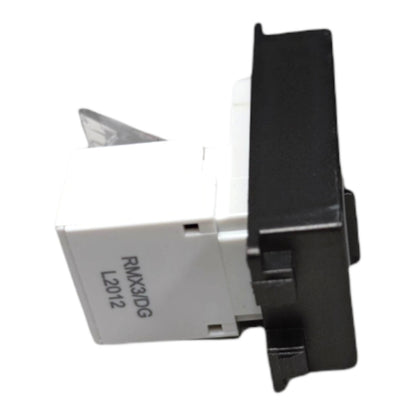 A black and white electrical switch module with printed text 'RNX310G L2012' on its white side, shown against a plain white background.