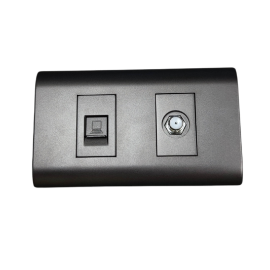 Royu LAN Outlet and Cable TV Socket power point with sleek metallic finish for home and office use