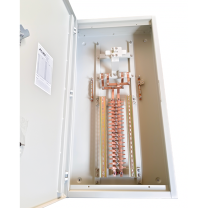 Royu MTS Main MCCB 125AF 2pole Panel Board electrical circuitry inside metal enclosure