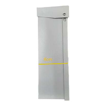 Gray metal panel with a yellow line and '8cm' text on a white background