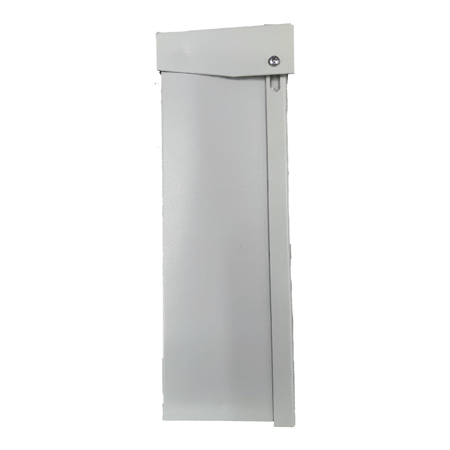 Metallic box with a small window on a white background