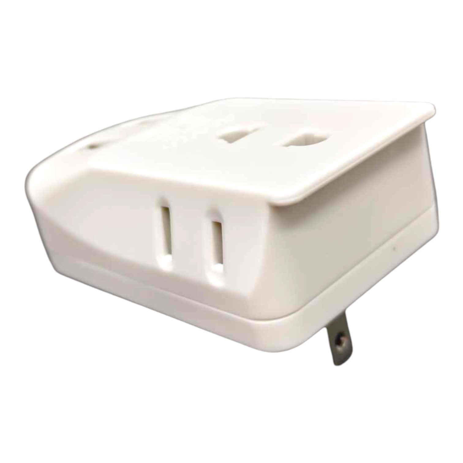 A white plastic multi-outlet wall plug adapter with a single US-style plug protruding from the bottom, shown on a plain white background.