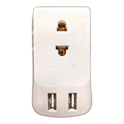 A white Royle travel adapter plug with two USB-A ports, shown against a plain white background.