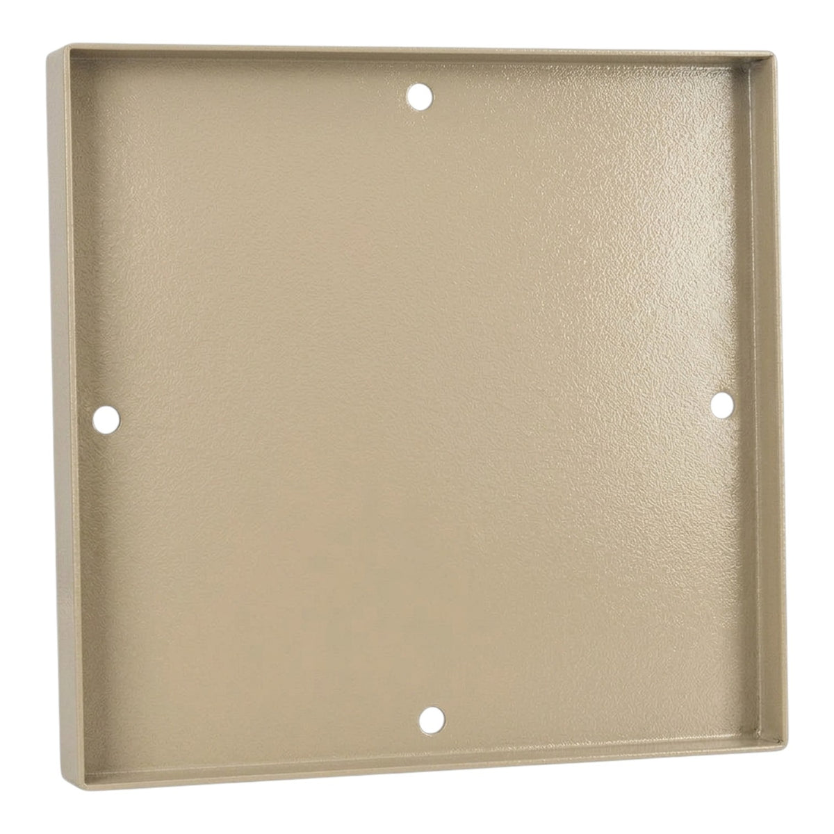 A square metal mounting bracket or panel with rounded corners and four pre-drilled screw holes, shown on a plain white background.