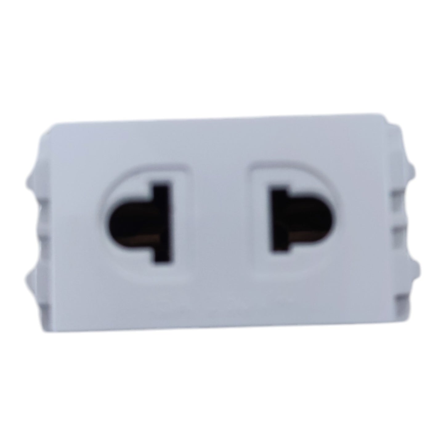 A white double outlet electrical adapter or splitter shown from the front against a plain white background.