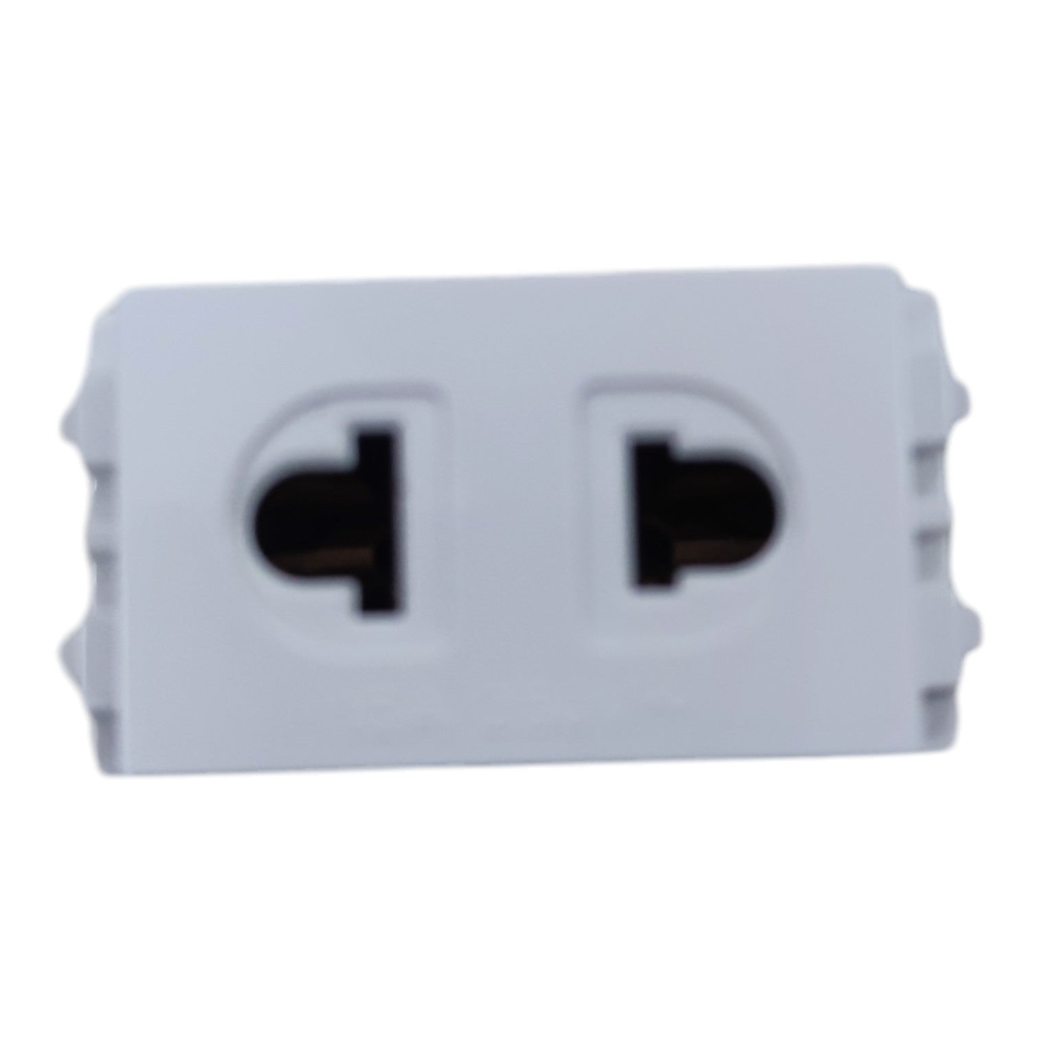 A white double outlet electrical adapter or splitter shown from the front against a plain white background.