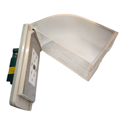 A translucent white plastic light diffuser cover with a built-in control panel and wiring connector, shown on a plain white background.