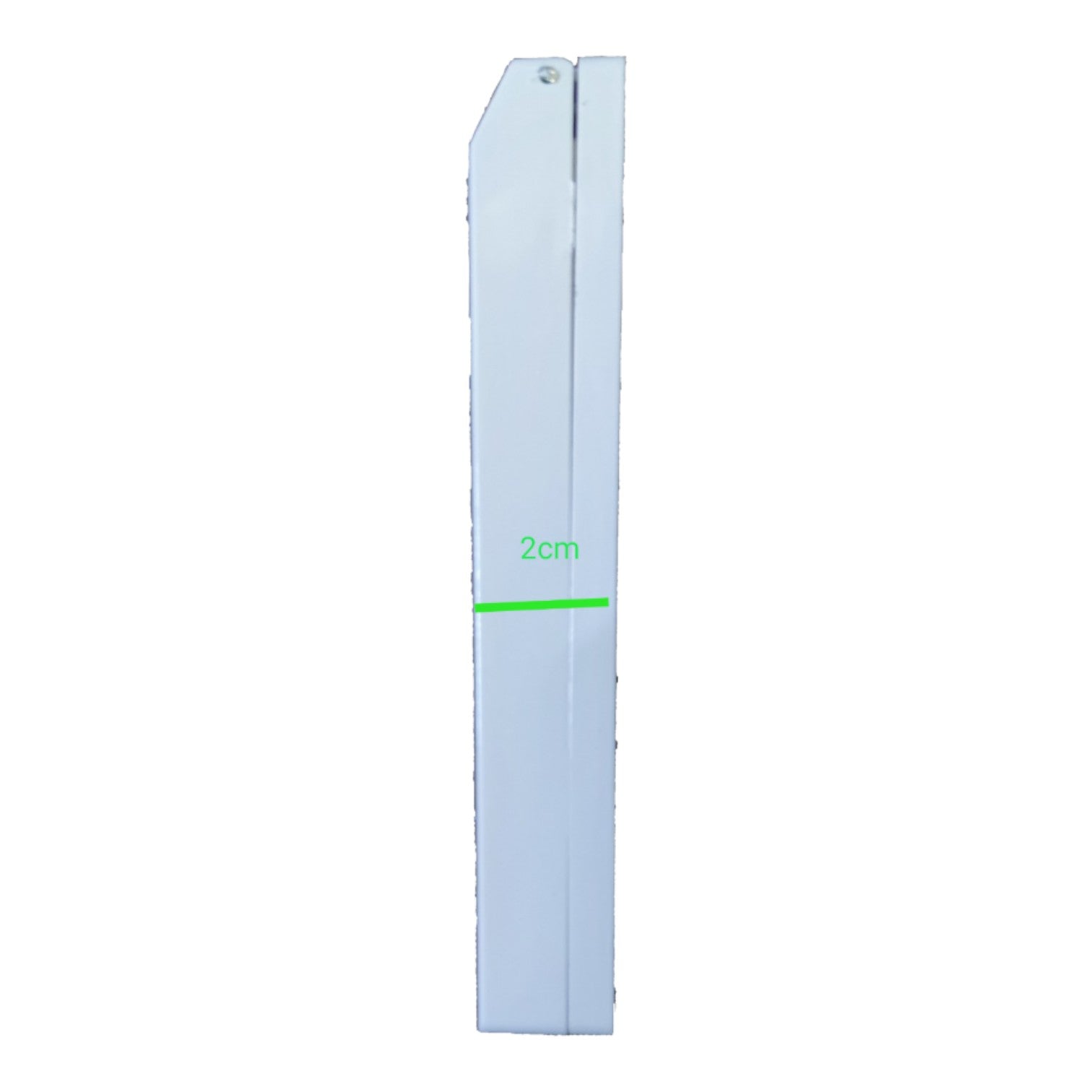 A tall, narrow white rectangular panel or strip shown on a plain white background, with a green horizontal line and the text '2cm' indicating a measurement.