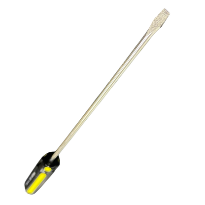 Rubicon 250mm slotted screwdriver with yellow and black handle and long metal shaft