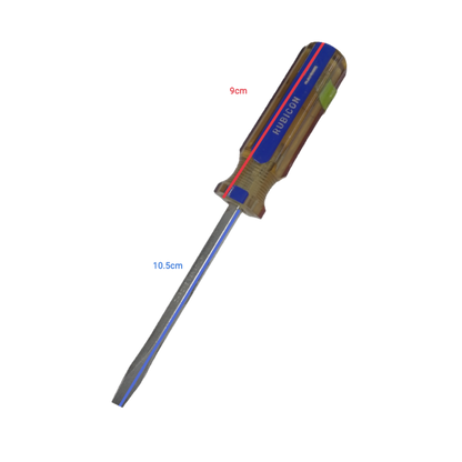 Rubicon Flat Head Screw Driver 100mm with clear ergonomic handle and durable metal blade