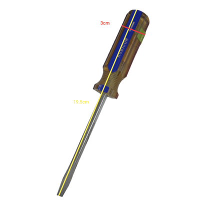 Rubicon Flat Head Screw Driver 100mm with clear ergonomic handle and long metal shaft