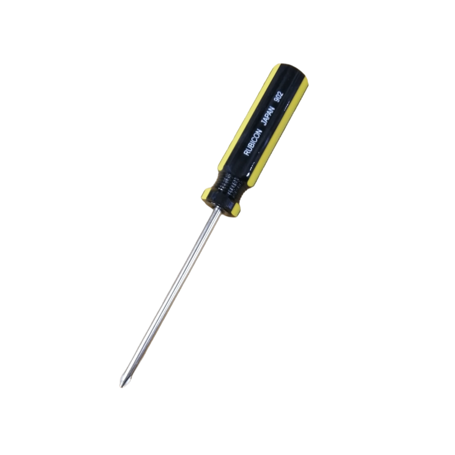 Rubicon 4 inch Phillips screwdriver with black and yellow handle for precise hand tool use