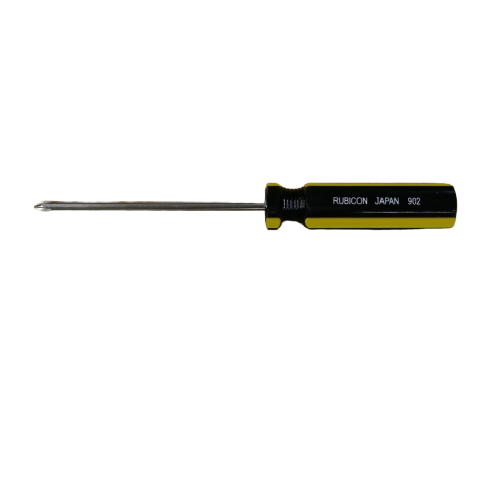 Rubicon 4 inch Phillips screwdriver with black and yellow handle and metal shaft