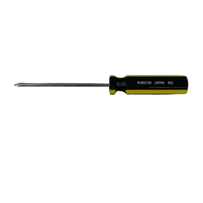 Rubicon 4 inch Phillips screwdriver with black and yellow handle and metal shaft