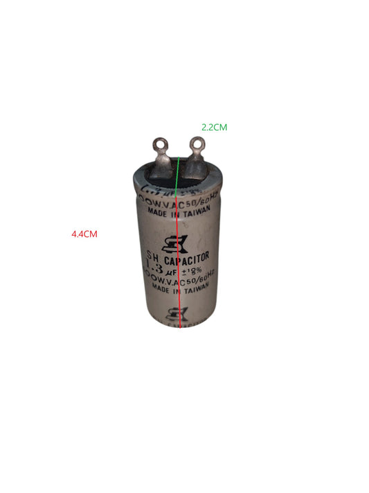 SH Motor Starting Capacitor 1.3uF 400V with dual terminals, compact design for electrical applications