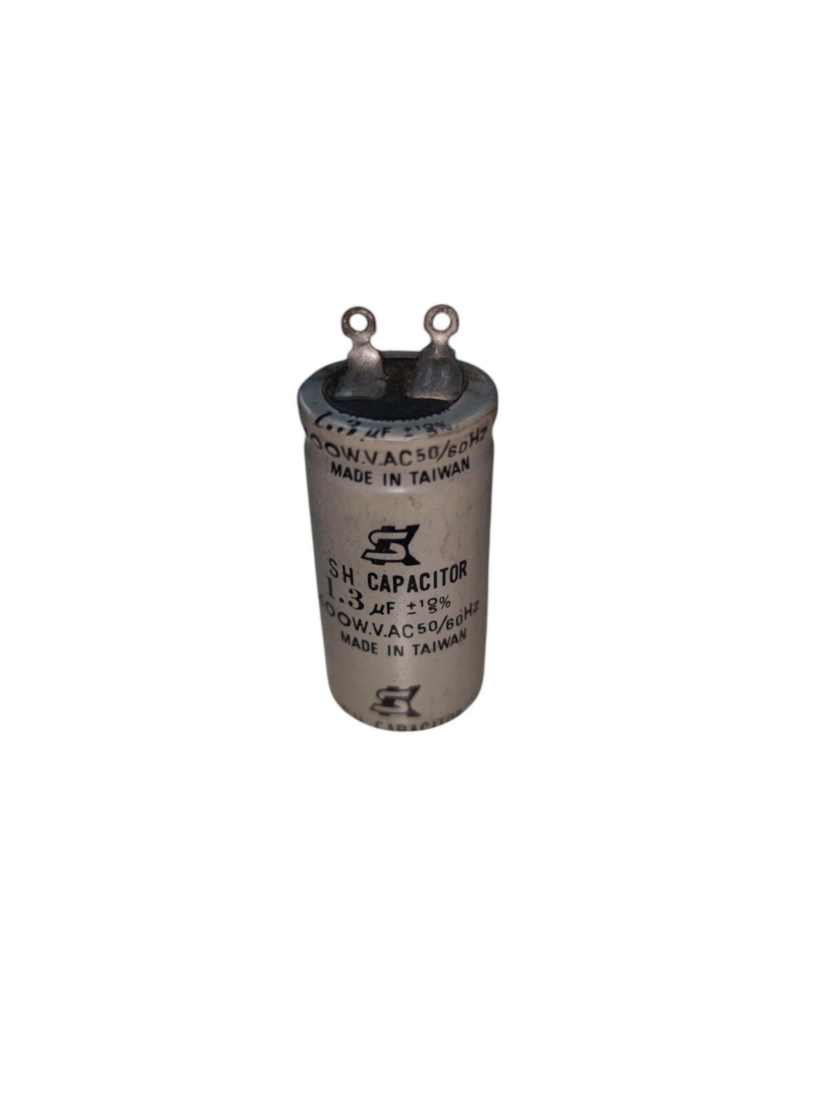 SH Motor Starting Capacitor 1.3uF 400V in cylindrical design with two terminals for electrical applications