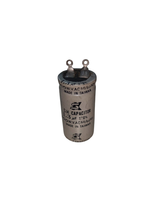 SH Motor Starting Capacitor 1.3uF 400V in cylindrical design with two terminals for electrical applications
