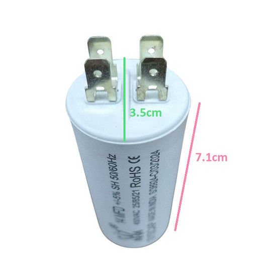 Syscap Motor Capacitor with dimensions of 3.5cm by 7.1cm for reliable electrical performance