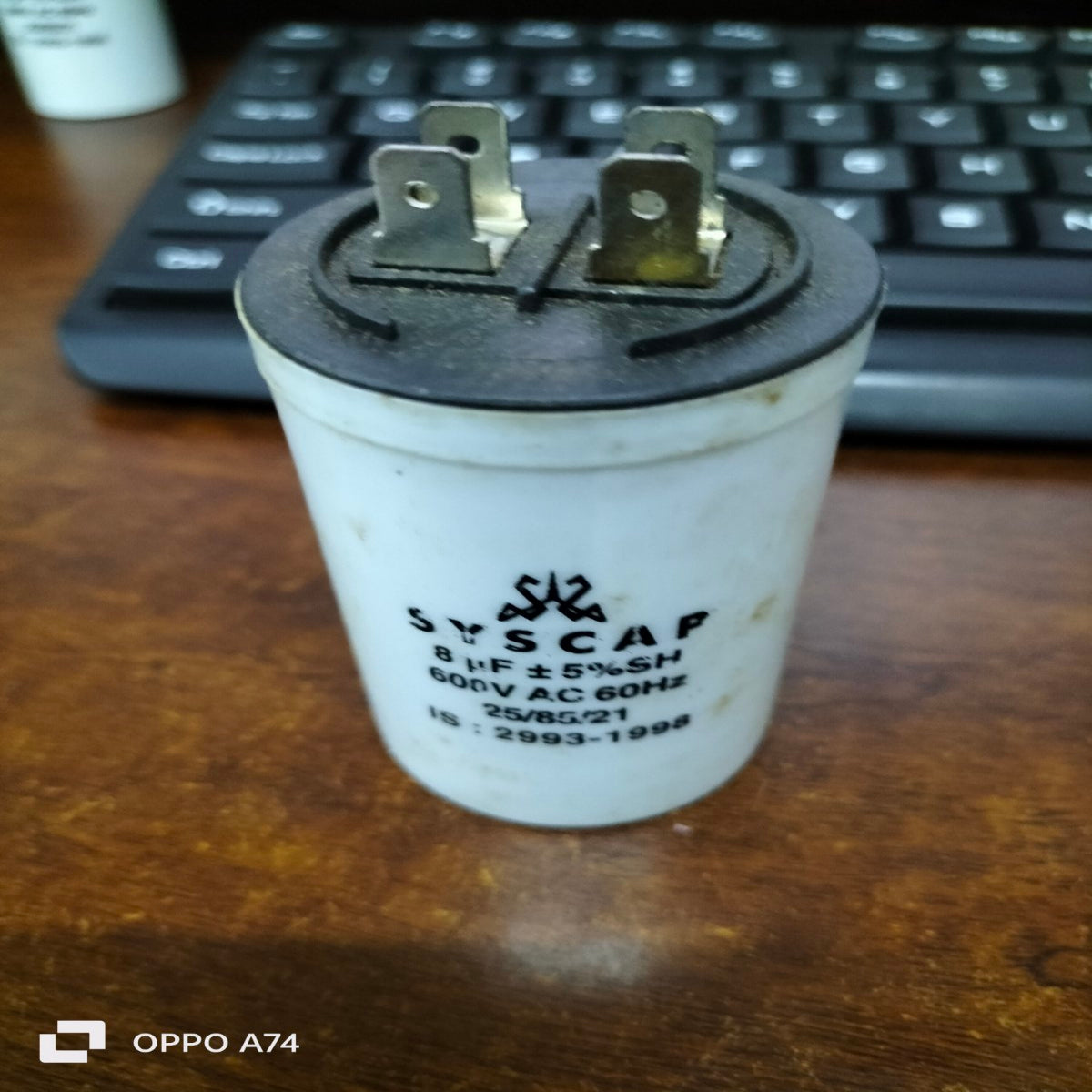 SYSCAP motor running capacitor 8MFD 600V AC cylindrical electrical component with three metal terminals